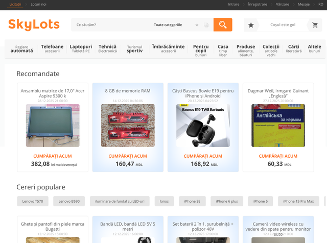 SkyLots își lansează marketplace-ul și licitațiile online în Republica Moldova